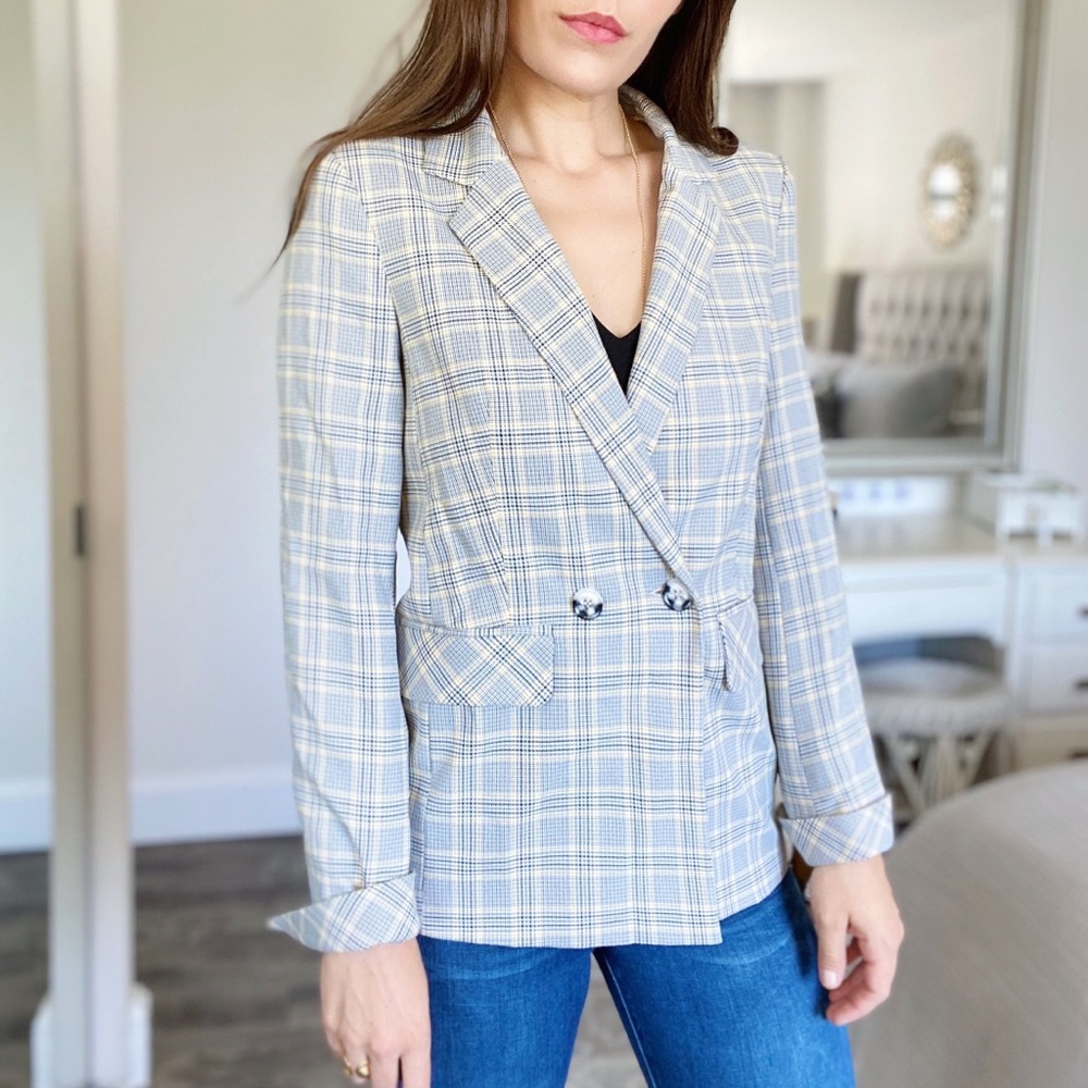 Miss Selfridge blazer in gray check size 4 NWT!